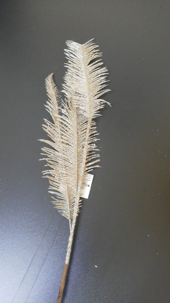 Ветка декорат.в виде пера с глиттером, 72 см, золото, арт. 4640108852864 (только самовывоз)