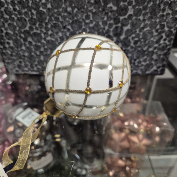 Фигура новогодняя ШАР, стекло, д.8 см,  асс/2, арт. 030100 (только самовывоз)