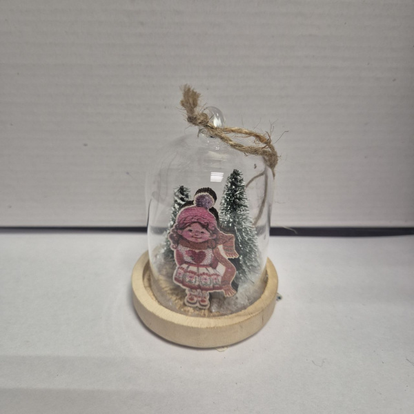 Фигура новогодняя в клоше, стекло, с подвесом, асс/3, д.6х8 см, мультиколор, арт. 520727 (только самовывоз)