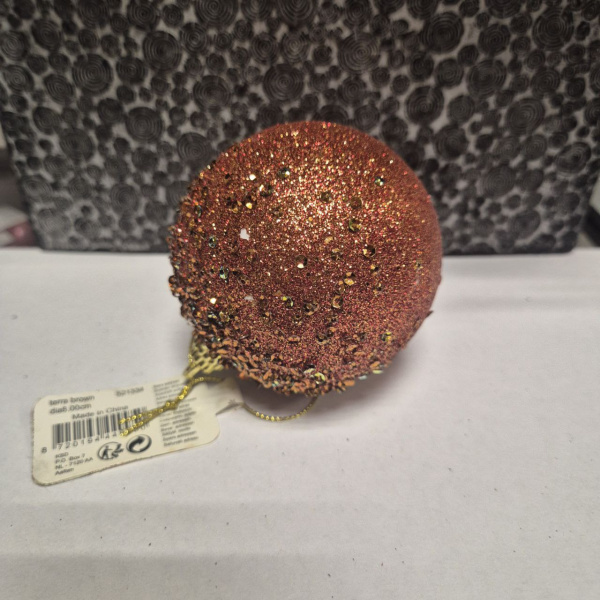 Фигура новогодняя ШАР, пластик, д.8 см, терракотовый, арт. 521334 (только самовывоз)