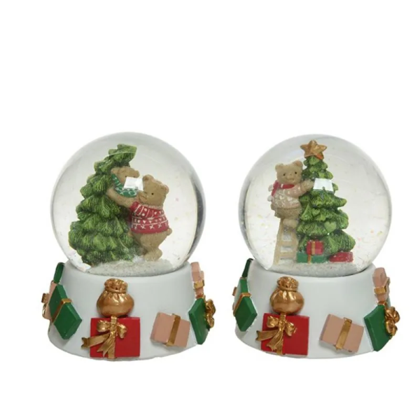 Фигура новогодняя ШАР С МЕДВЕЖОНКОМ, стекло, асс/2, д.11,5х13,5 см, арт. 530518