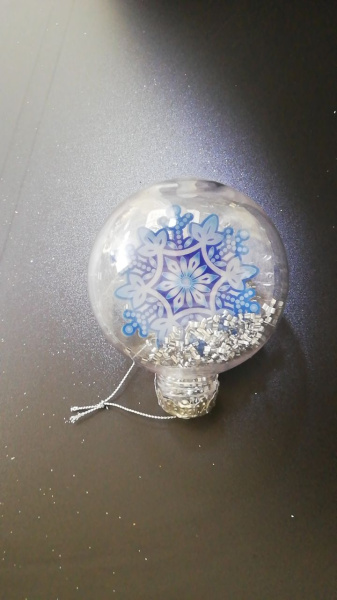 Фигура новогодняя ШАР, пластик, д.8 см, прозрачный, арт. 740152 (только самовывоз)