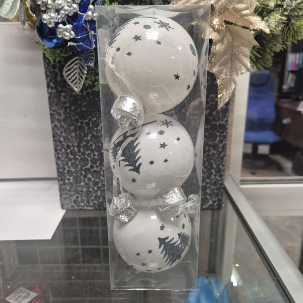 Елочное украшение «ШАР» (8см, набор 3 шт) KF22-2026 (только самовывоз)