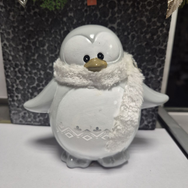 Фигура новогодняя ПИНГВИН, керамика, асс/2, 15 см, арт. 630150 (только самовывоз)