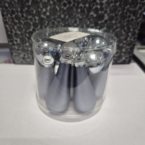 Набор фигур новогодних КАПЛИ, стекл., 7,5 см (уп= 12 шт), серо-голубой, арт. 011076 (только самовывоз)