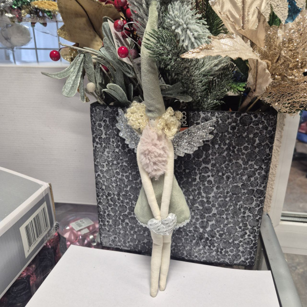 Фигура декоративная АНГЕЛ, полиэстер, с подвесом, 12х12х37 см, асс/2, зеленый, арт. YZB005250 (только самовывоз)