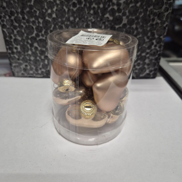 Набор фигур новогодних СЕРДЦА, стекло, 2х4,5х4 см (уп= 12 шт), карамельный, арт. 010096 (только самовывоз)