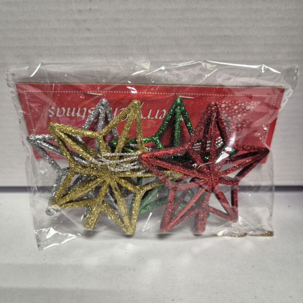 Елочное украшение "Звезда рождественская" (набор 4 шт., 7,5см) MZ19-104 (только самовывоз)