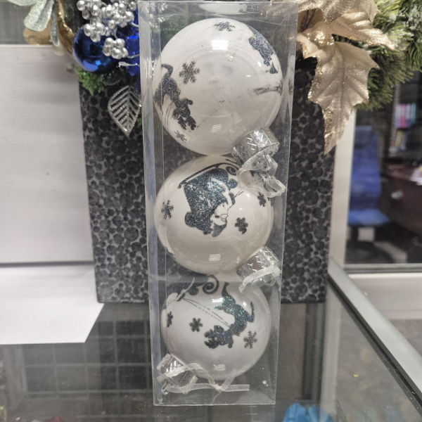 Елочное украшение «ШАР» (8см, набор 3 шт) KF22-2028 (только самовывоз)