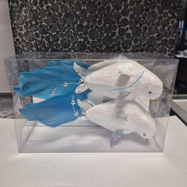 Елочное украшение «ПТИЦА» (набор 2 шт) JX2-039 17х11х6см (только самовывоз)