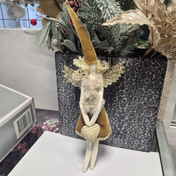 Фигура декоративная АНГЕЛ, полиэстер, с подвесом, 12х12х37 см, асс/2, коричневый, арт.YZB005450 (только самовывоз)