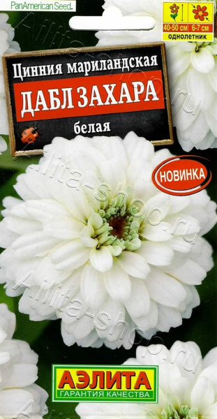 Цинния Дабл Захара белая мариландская АЭ 5шт
