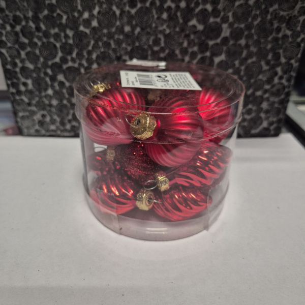 Набор фигур новогодних МИКС, стекл., асс/3 (уп=12 шт), цвет Рожд.красный, арт. 014502 (только самовывоз)