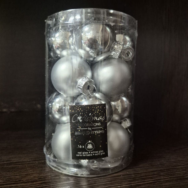 Набор шаров елочных 3,5см 16шт стекло арт. ABR700510 серебристый (только самовывоз)