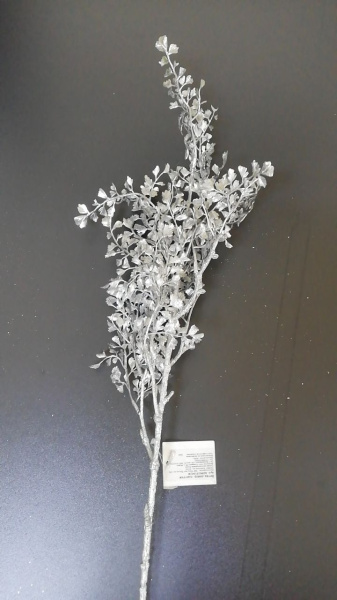 Ветвь искусственная ГИНКГО, пластик, для декора, 70 см, серебристый, арт. AG9615104/SI (только самовывоз)