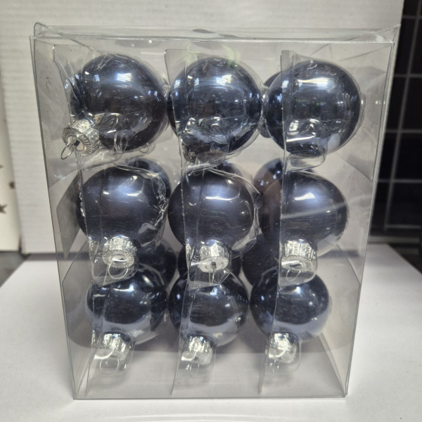 Набор фигур новогодних ШАРЫ, стекло, д.4 см (уп= 18 шт), синий, арт. 115909 (только самовывоз)