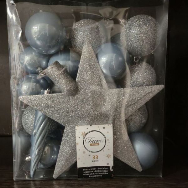 Набор фигур новогодних МИКС, пластик, (уп=33 шт), синий, арт. 023330 (только самовывоз)