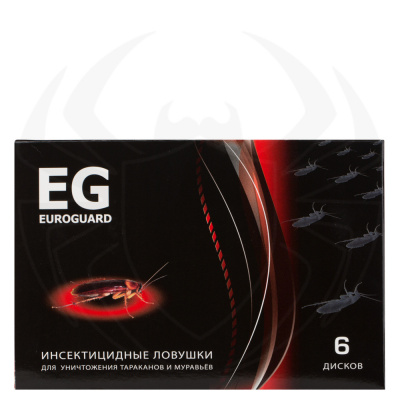 Ловушка инсектицидная от тараканов и муравьев EG Euroguard 6шт Ловушка инсектицидная от тараканов и муравьев EG Euroguard 6шт