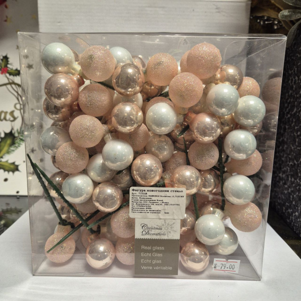 Фигура новогодняя ШАРЫ на проволоке, стекло, д.2,5 см (уп=48 шт.), арт. 715028 (только самовывоз)