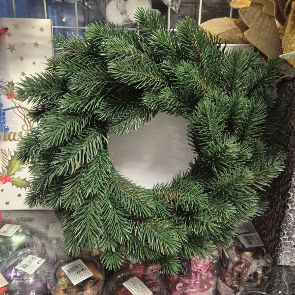 Венок из искусственной хвои для новогоднего украшения, пластик, 35 см, асс/3, арт. 317991020 (только самовывоз)