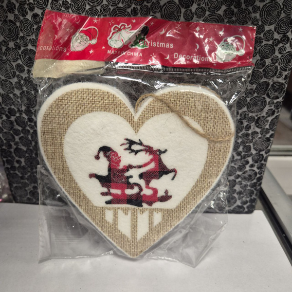Елочное украшение  "Сердце" RF9-110  (12х11см) (только самовывоз)