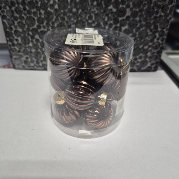 Набор фигур новогодних ШАРЫ, стекло, д.3 см (уп=12 шт), темный шоколад, арт. 012418 (только самовывоз)