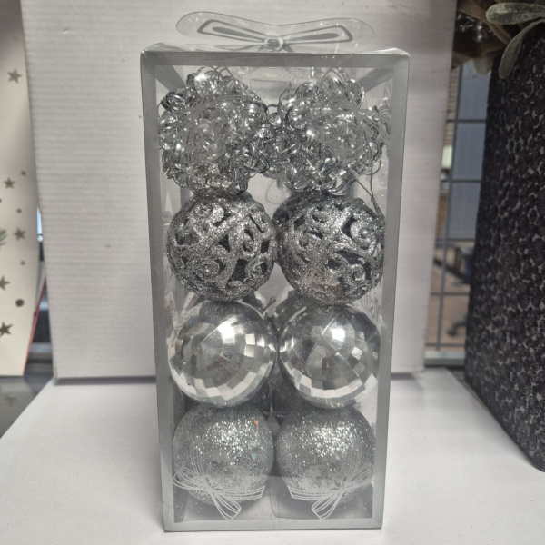 Елочное украшение «НОВОГОДНИЙ МИКС» (набор 16 шт) SIL23-013 5см (только самовывоз)