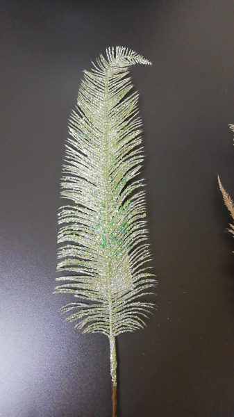 Ветка декорат.в виде пера с глиттером, 72 см, пастельно-зеленый, арт. 4640108852901 (только самовывоз)