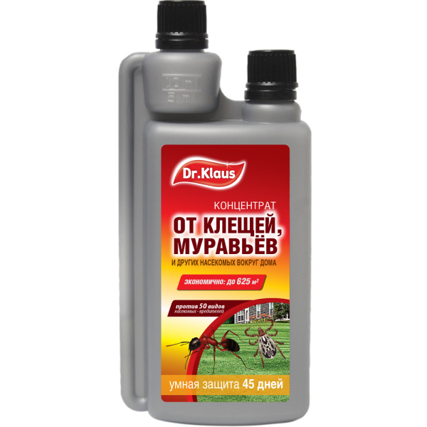 Концентрат от клещей, муравьев и других насекомых Dr.Klaus 250мл Концентрат от клещей, муравьев и других насекомых Dr.Klaus 250мл