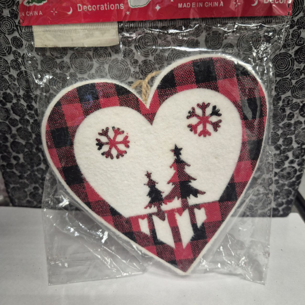 Елочное украшение  "Сердце" RF9-110  (12х11см) (только самовывоз)