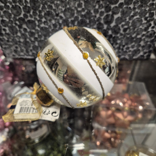 Фигура новогодняя ШАР, стекло, д.8 см,  асс/2, арт. 030100 (только самовывоз)