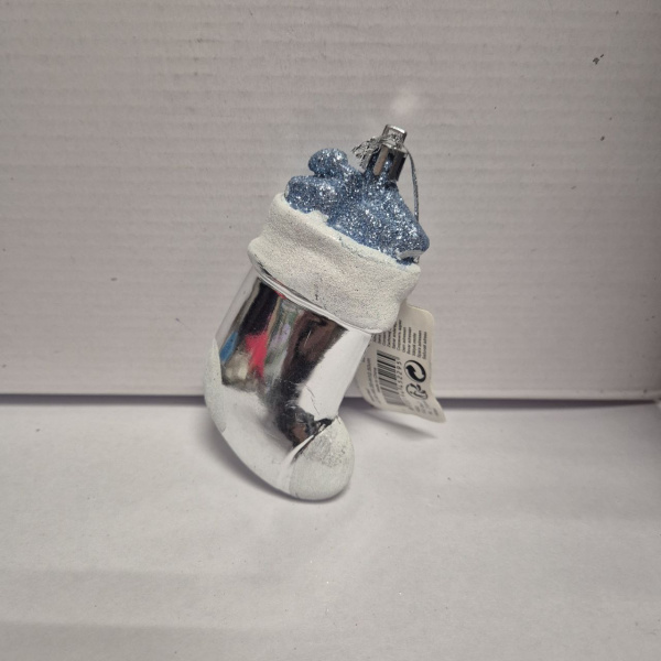 Фигура новогодняя Носок, с подвесом, пластик, 2,5x6x10,5см, арт. 028098 (только самовывоз)